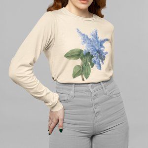 Blueblossom Vintage Floral Print Long Sleeve Graphic Tee T-shirt S M L XL